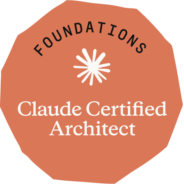 Claude Certified Architect badge, issued by Anthropic